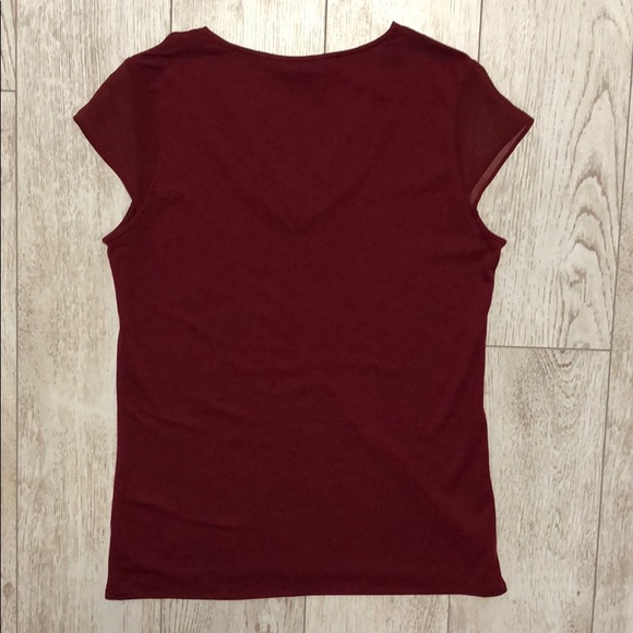 Massimo Dutti burgundy v neck cotton top size M - Picture 2 of 4